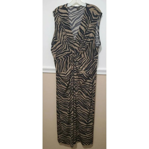 IMAN Global Chic Black Tan Animal Print Sleeveless - Picture 1 of 8